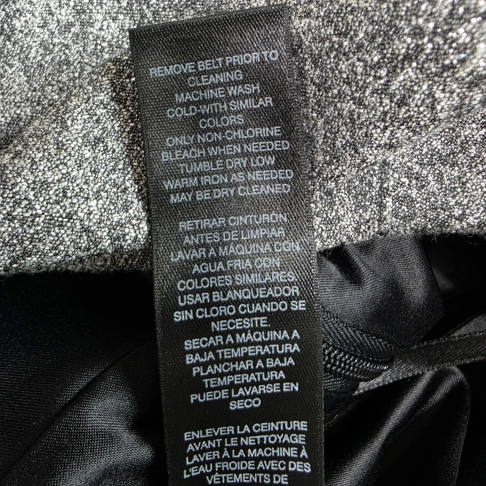 WHBM NWT Grey Metallic Sleeveless Belted Tulip Dress Pockets Sz 2 Cocktail Glam - Picture 8 of 13